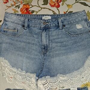 Denim shorts - Forever 21 Lace - size 12   Shein ripped -  Sz L